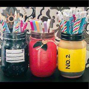 Hand Painted School Mason Jars for Teachers